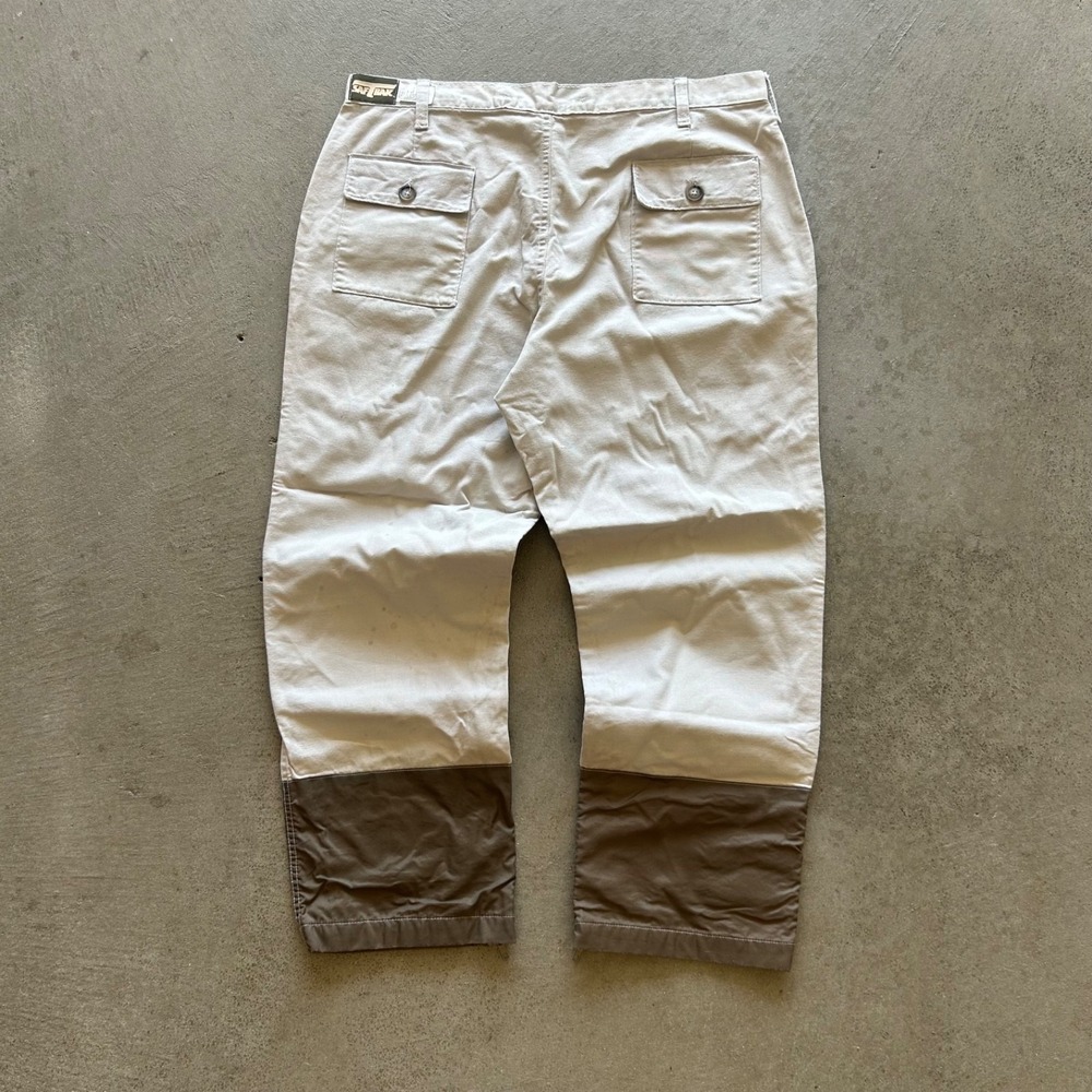 Vintage 90s SafTbak Pants Size 38x30 Cream Brown Brush Guard Double Knee Outdoor - Picture 2 of 11